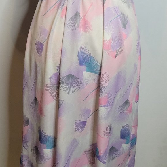 Vintage Dress Fans Feather Polyester Three R's Tie Neck Belted Short Sleeve 70s - Picture 7 of 9